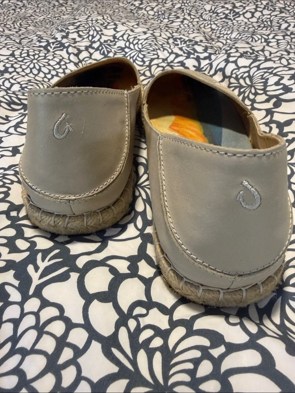 Neutral Beige Embroidered Espadrille Flats by Olukai